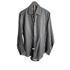 International Concepts Men's Black Linen Long Sleeve Button Down Shirt Size M